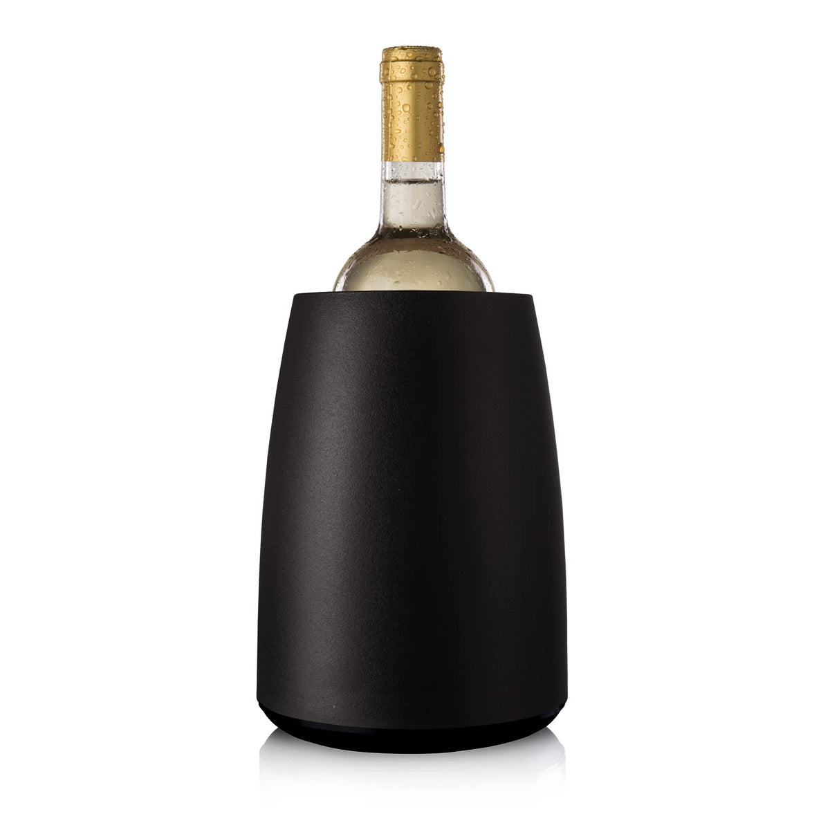 Vacuvin Enfriador vino elegante negro, frente: mantiene vino frío sin hielo.
