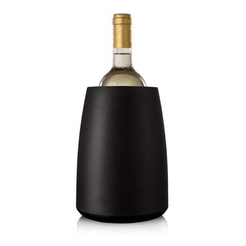 Vacuvin Enfriador vino elegante negro, frente: mantiene vino frío sin hielo.
