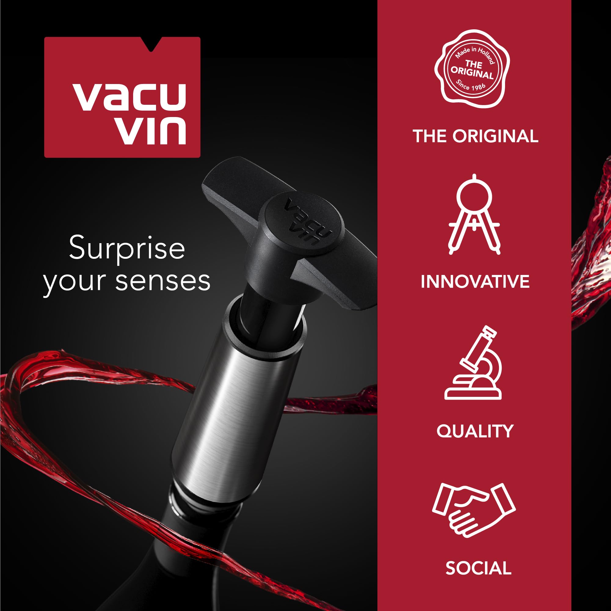 Vacuvin manga enfriadora de vino platino mantiene el vino frío en minutos.