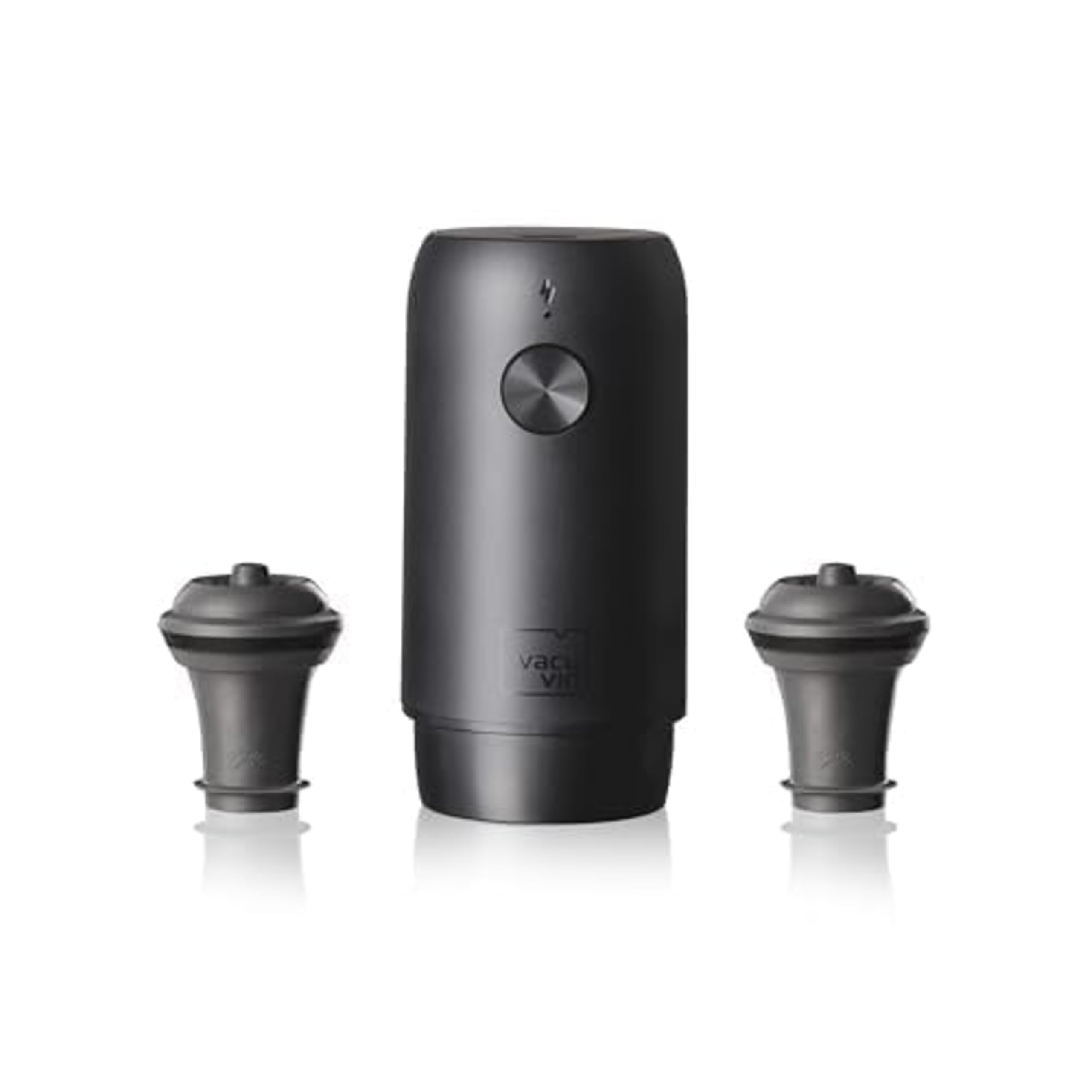 Vacu Vin sellador electrico realizando sellado automatico para conservar vino.