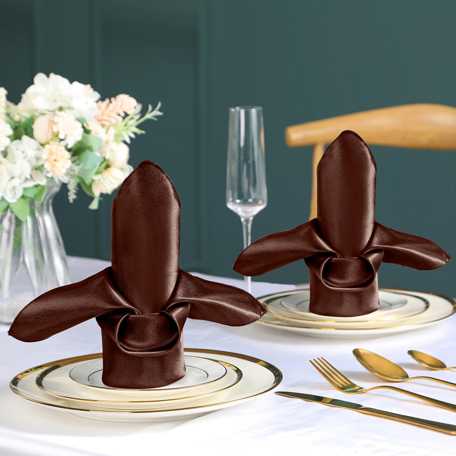 VACVELT servilletas satin brillo elegante para mesas de boda