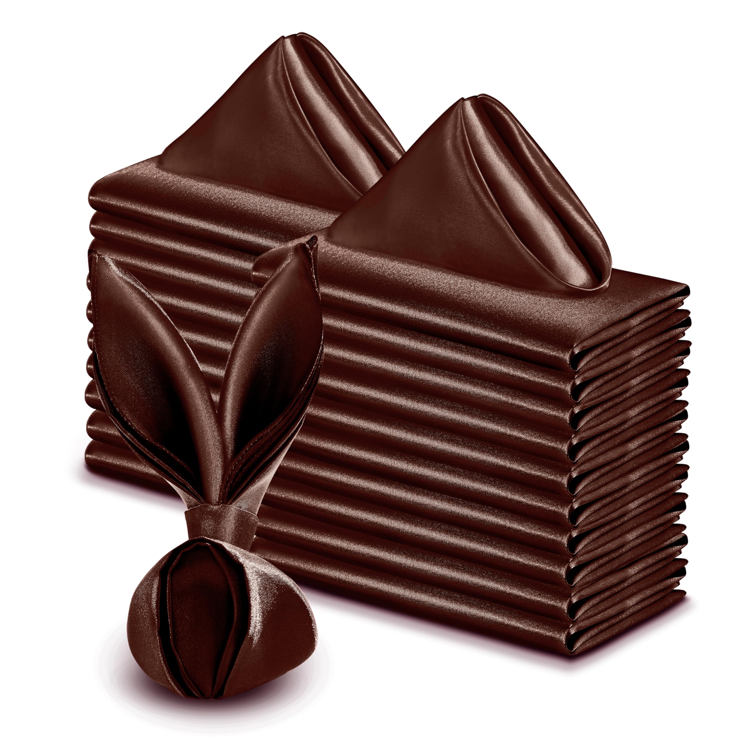 VACVELT servilletas satin chocolate marrón 17x17 para cenas elegantes