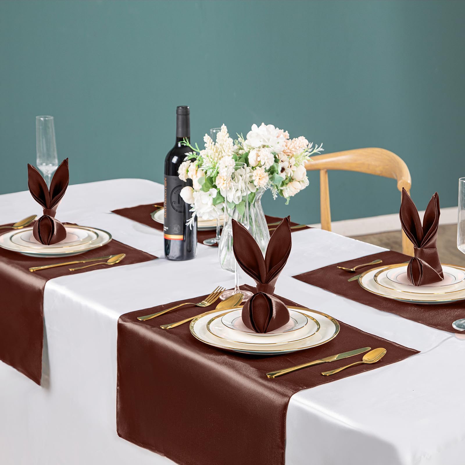 VACVELT servilletas satin chocolate marrón para eventos formales