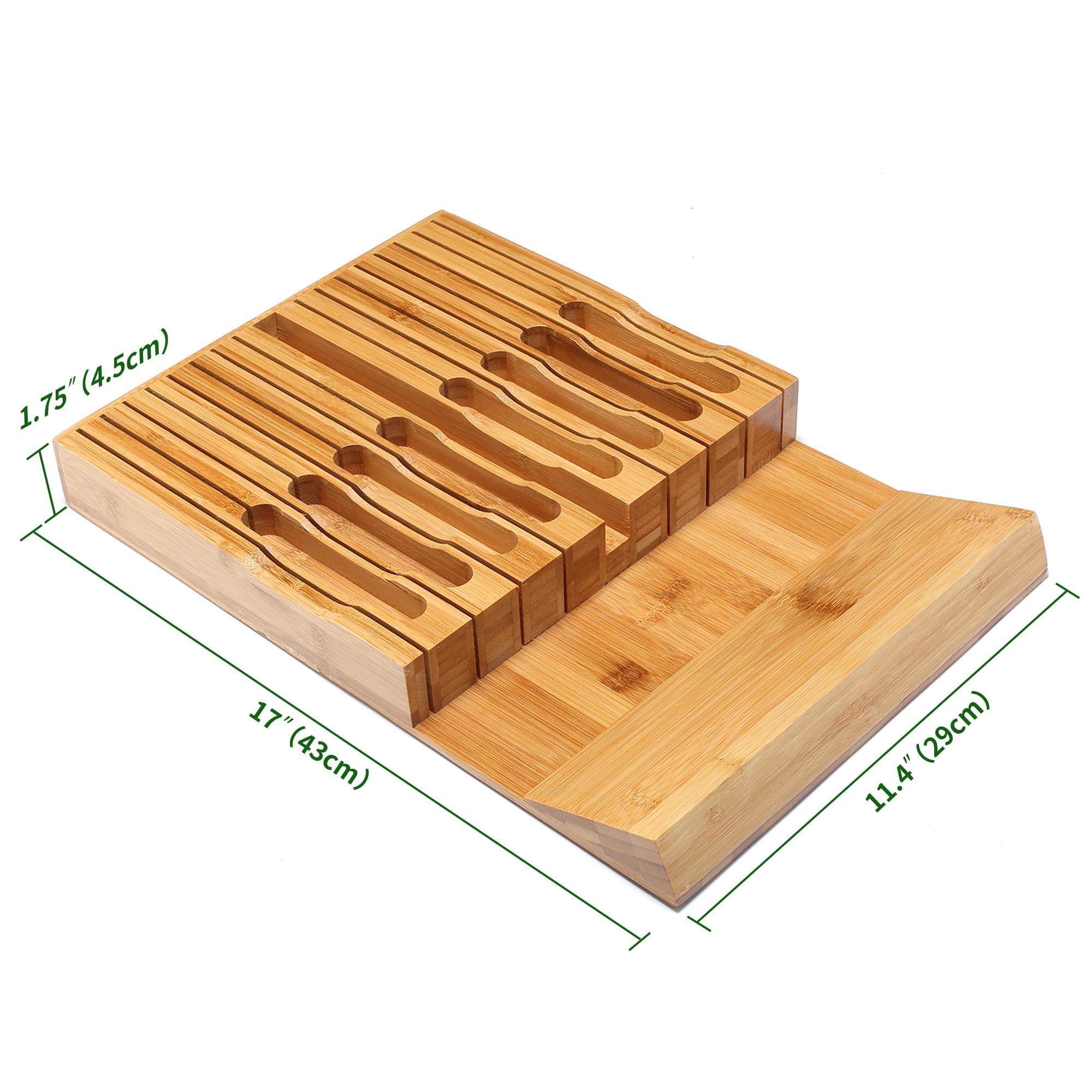 VaeFae organizador de cuchillos en bambú, almacenamiento duradero y compacto.
