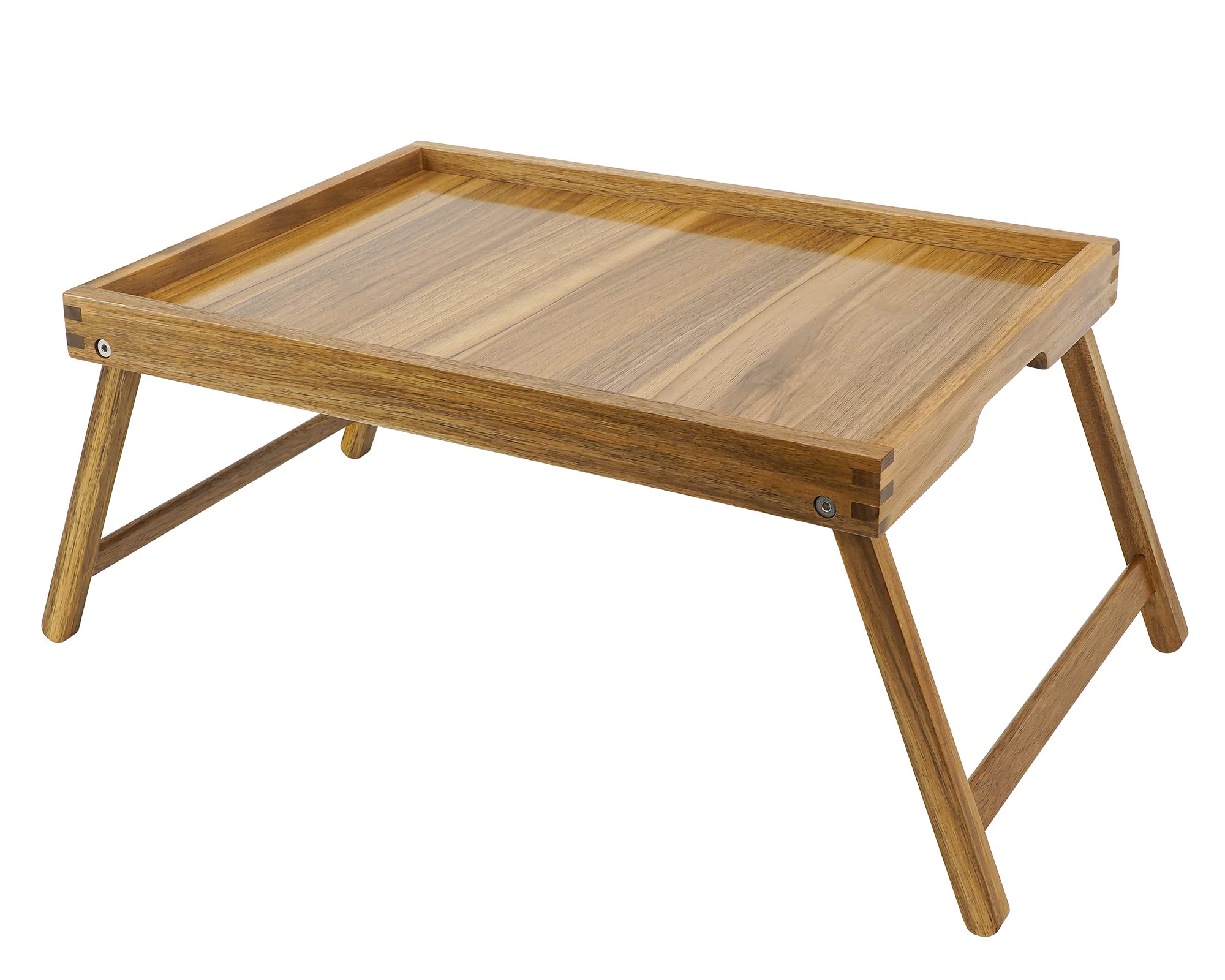 VaeFae bandeja de cama de acacia para desayunos en la cama, superficie estable