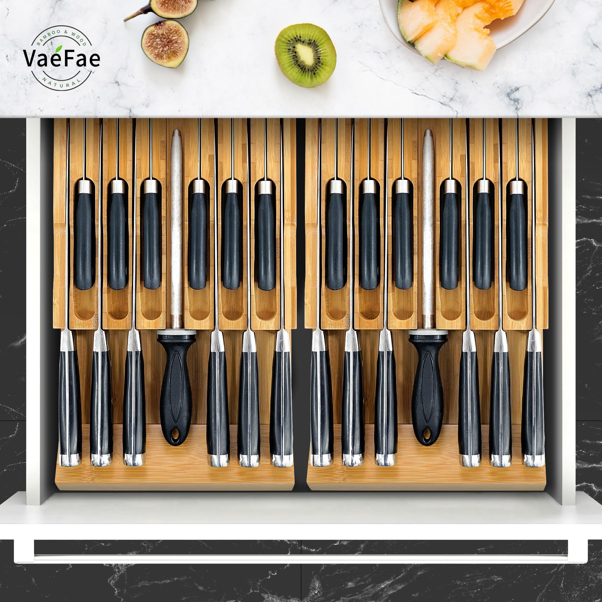 VaeFae cajón bambú compacto, ideal para cajones estándar.