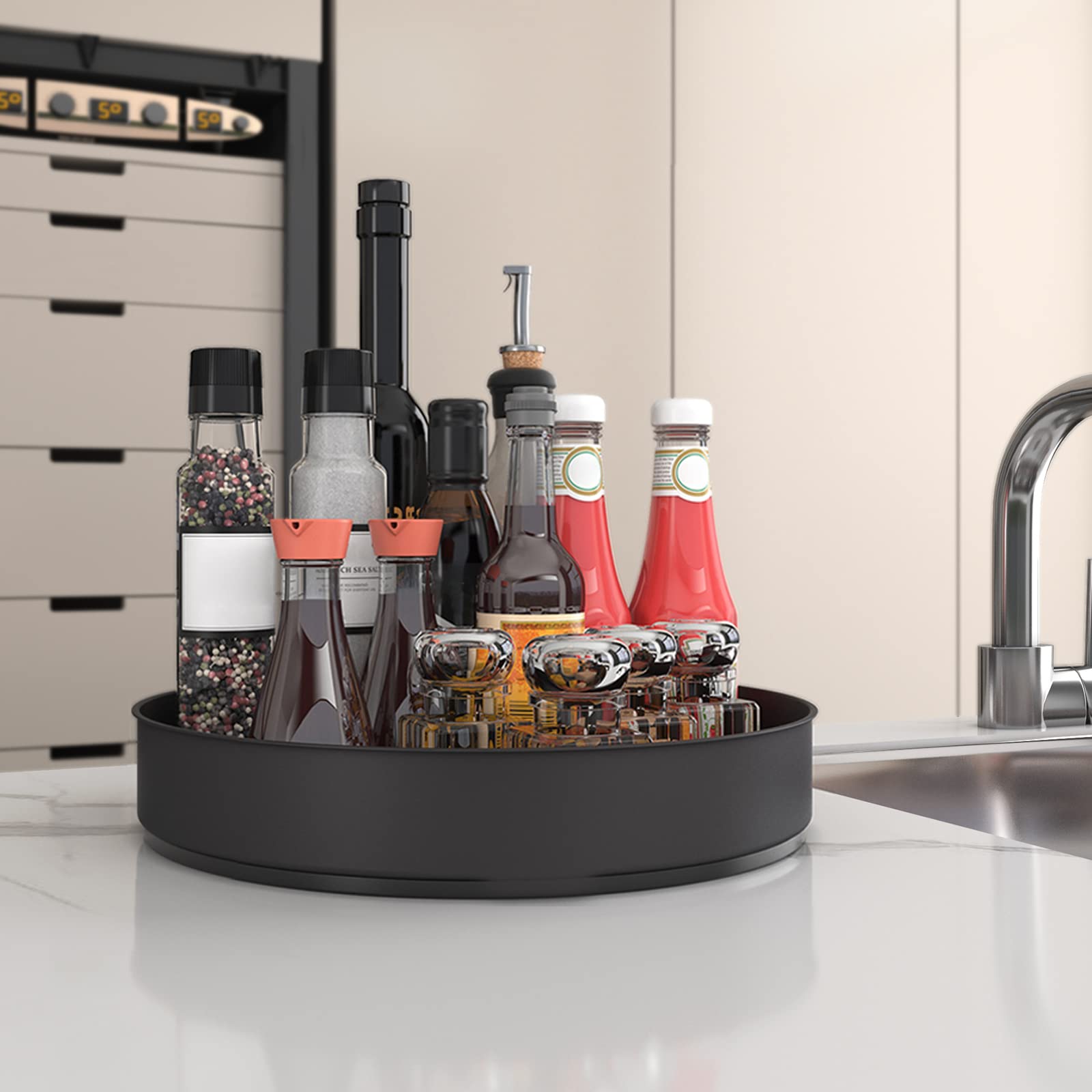 VAEHOLD Lazy Susan acceso fácil desde estante superior para especias y condimentos.