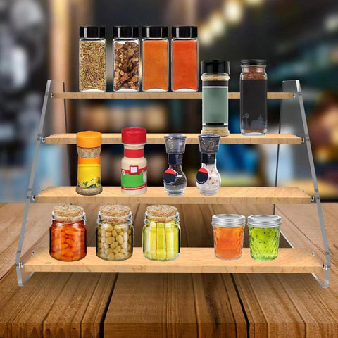 VAEHOLD muestra colecciones en estante, organizador elegante para figuras y especias.