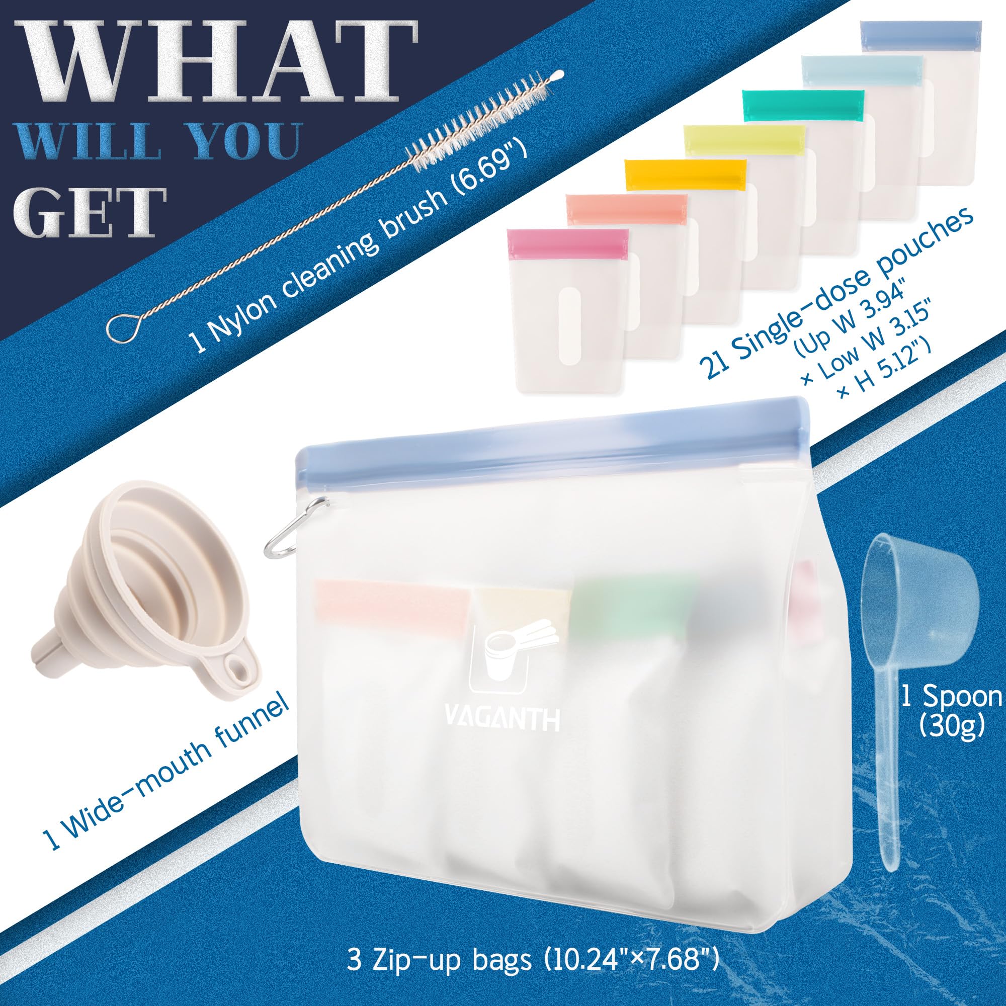 VAGANTH dosis unica bolsas: conveniencia para entrenamientos fuera de casa.