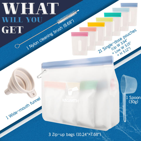 VAGANTH dosis unica bolsas: conveniencia para entrenamientos fuera de casa.