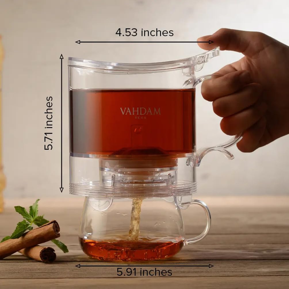 VAHDAM Imperial Tea Infuser Tetera con grifo de drenaje, fácil de lavar.