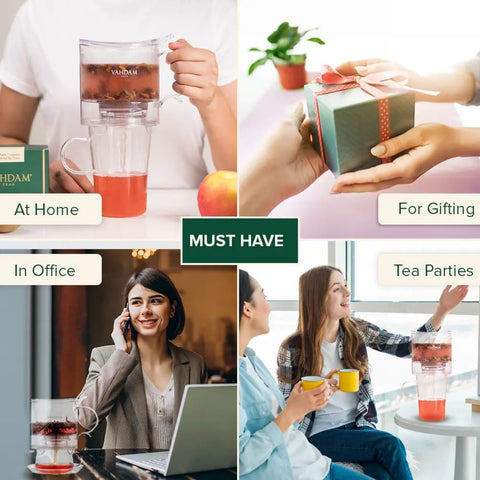 VAHDAM Imperial Tea Infuser Tetera sin BPA para infusión segura.