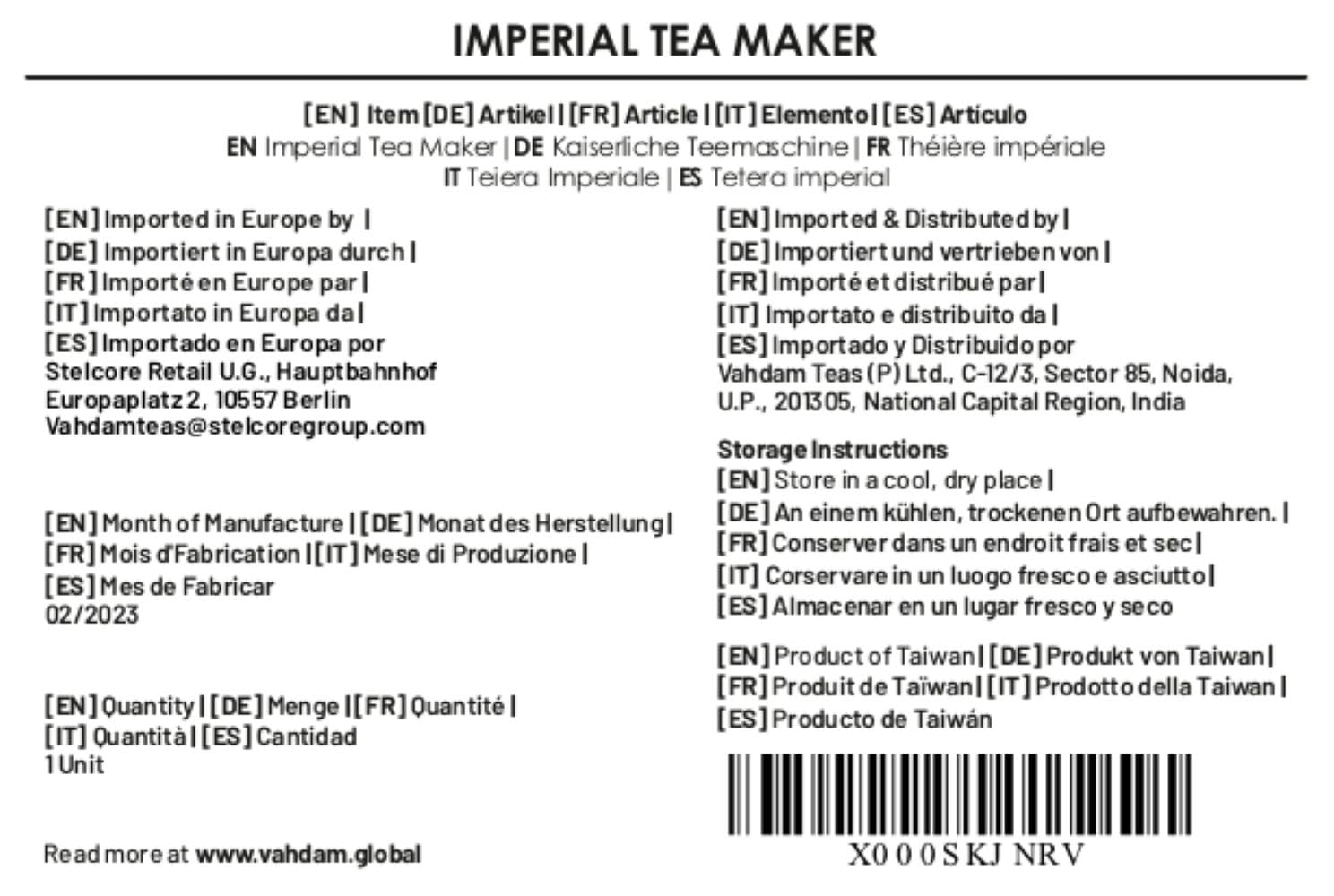 VAHDAM Imperial Tea Infuser Tetera uso diario, ritual de té sencillo.
