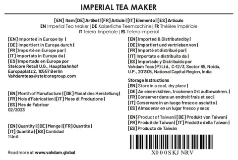 VAHDAM Imperial Tea Infuser Tetera uso diario, ritual de té sencillo.