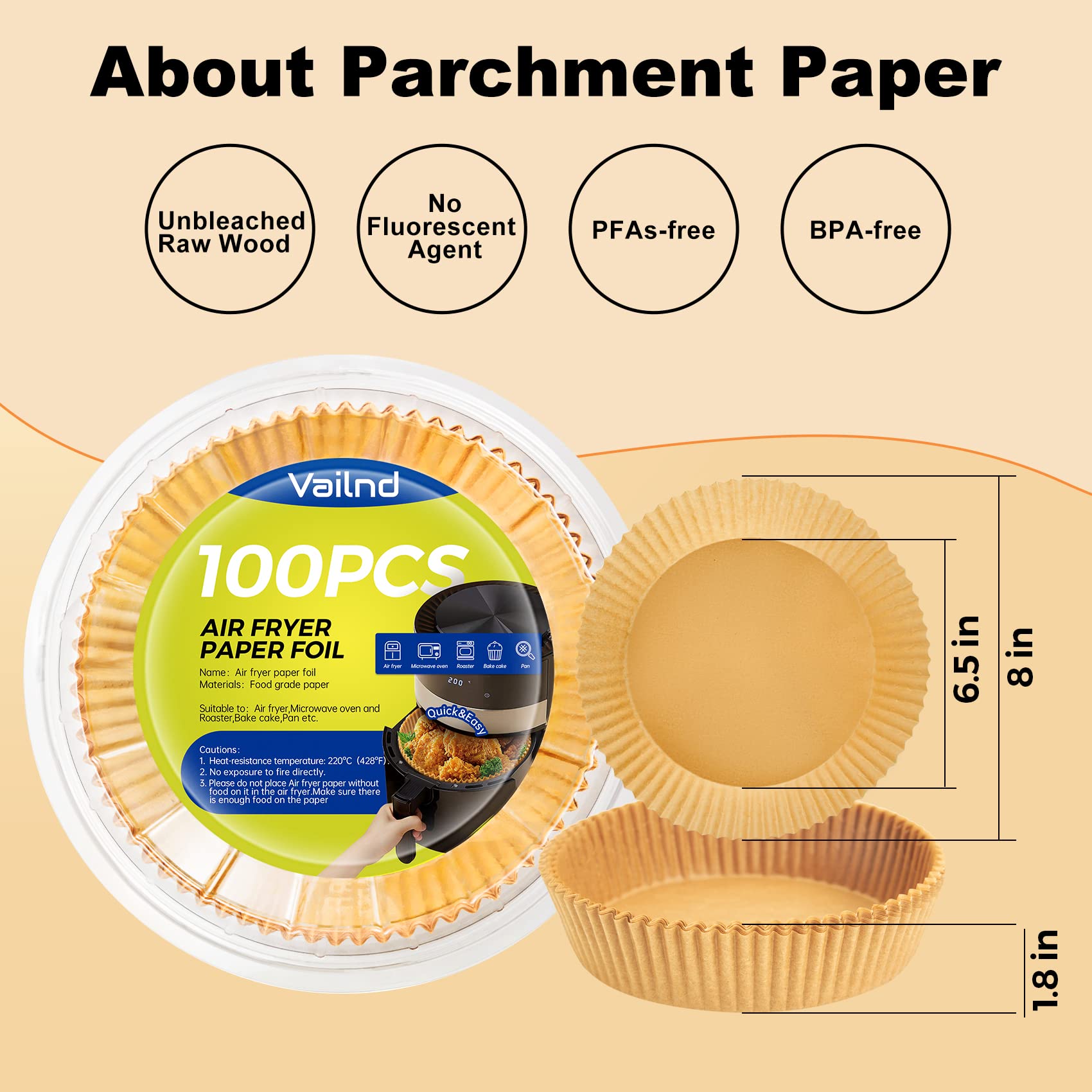 Recubrimiento de silicona seguro en papel Vailnd para hornear.
