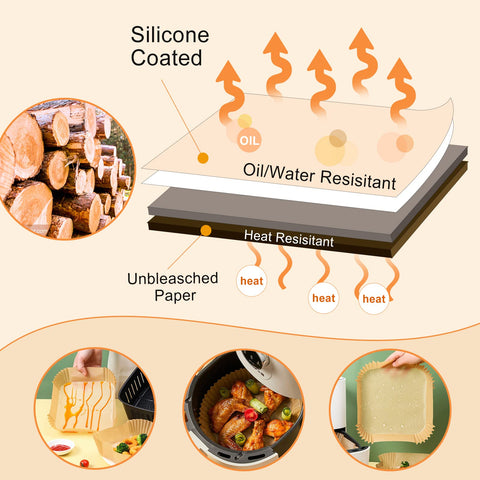 Papel antiadherente Vailnd para freidora de aire reduce grasa y derrames.