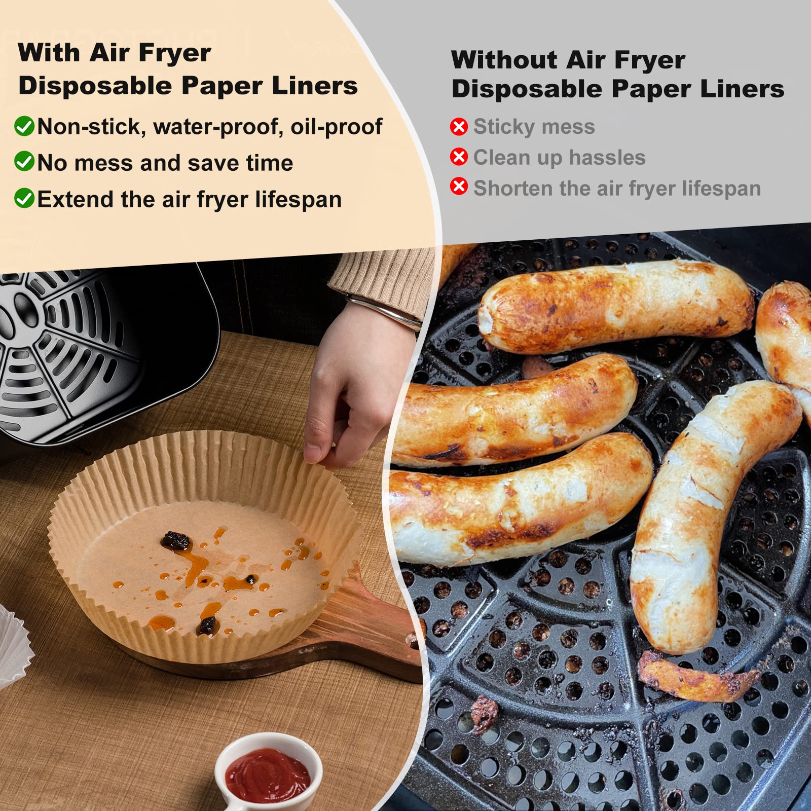 Papel Vailnd para pizzas y tocino en freidora de aire.