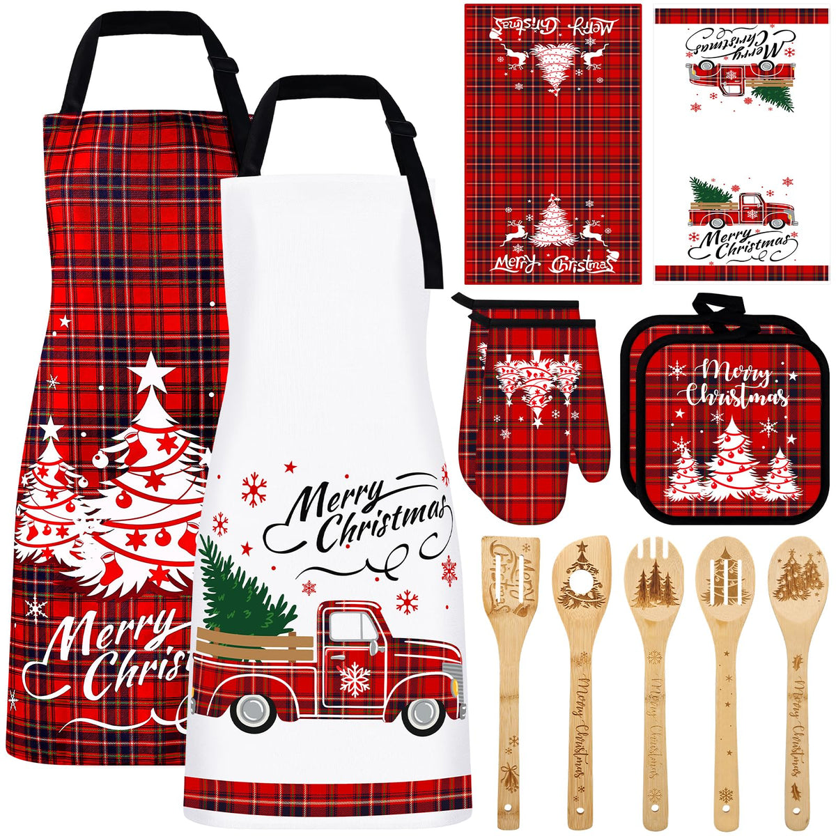 VAIPI delantales navideños a cuadros rojos para cocinar con estilo