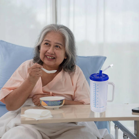 Vakly Carafe Hospital con pajita flexible para beber cómodo en cualquier lugar.