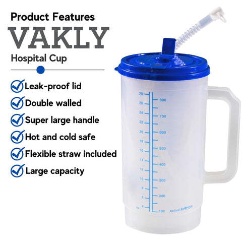 Vakly Carafe Hospital tapa con enganche seguro para evitar derrames.
