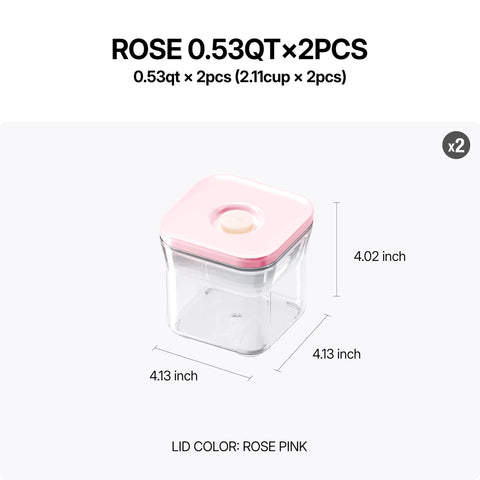 VAKUEN recipiente rectangular 0,5 L rosado con tapa para uso diario