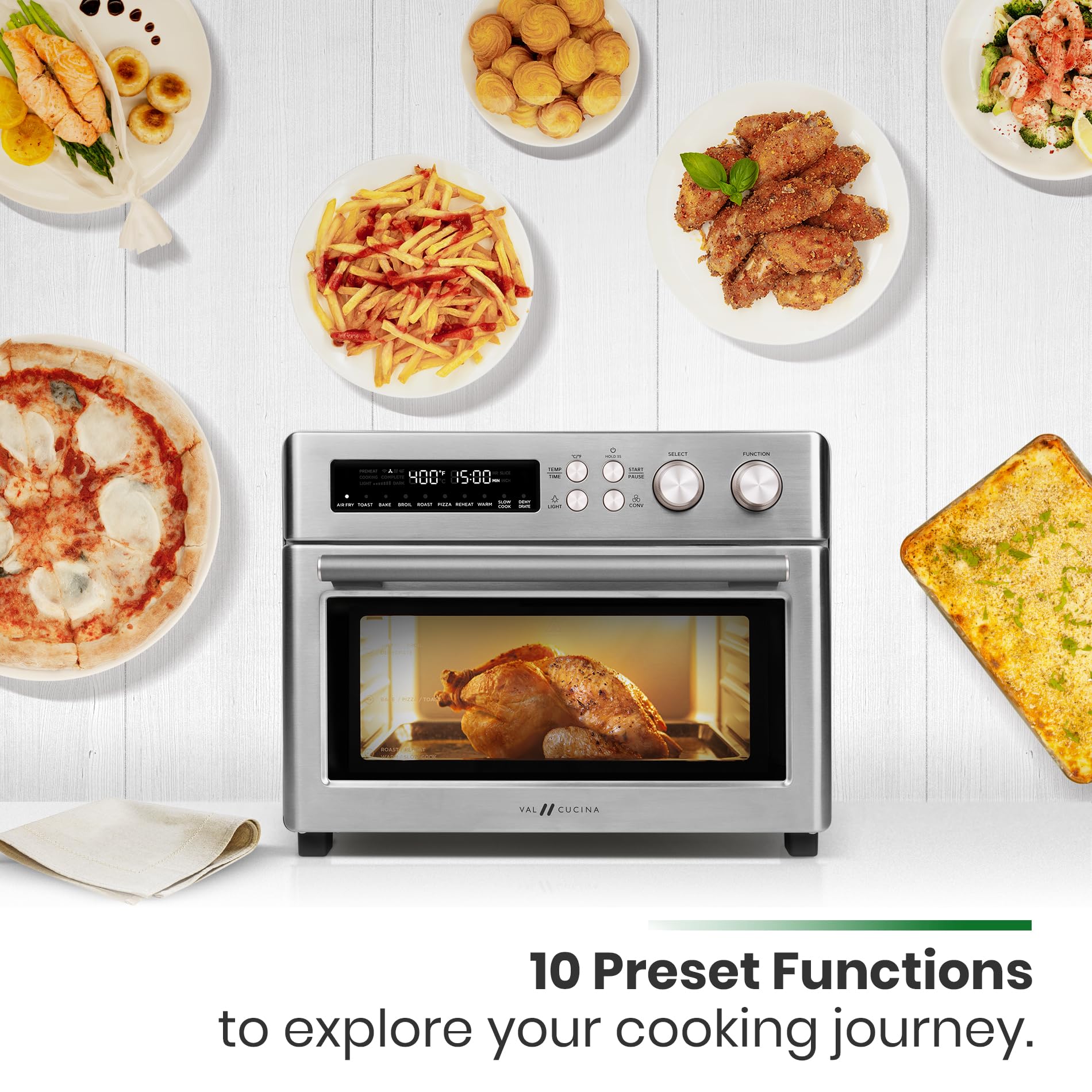 VAL CUCINA capacidad-familia: ideal para pollo y pizza en casa.