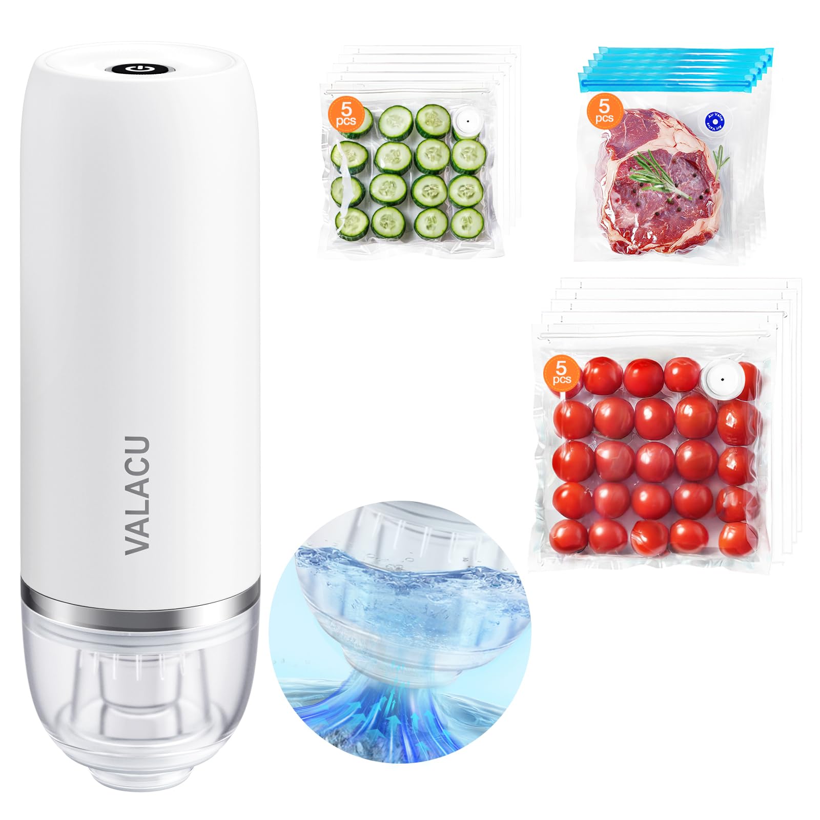 VALACU sellador-vacio-portatil, compacto y práctico para ahorrar espacio al viajar.