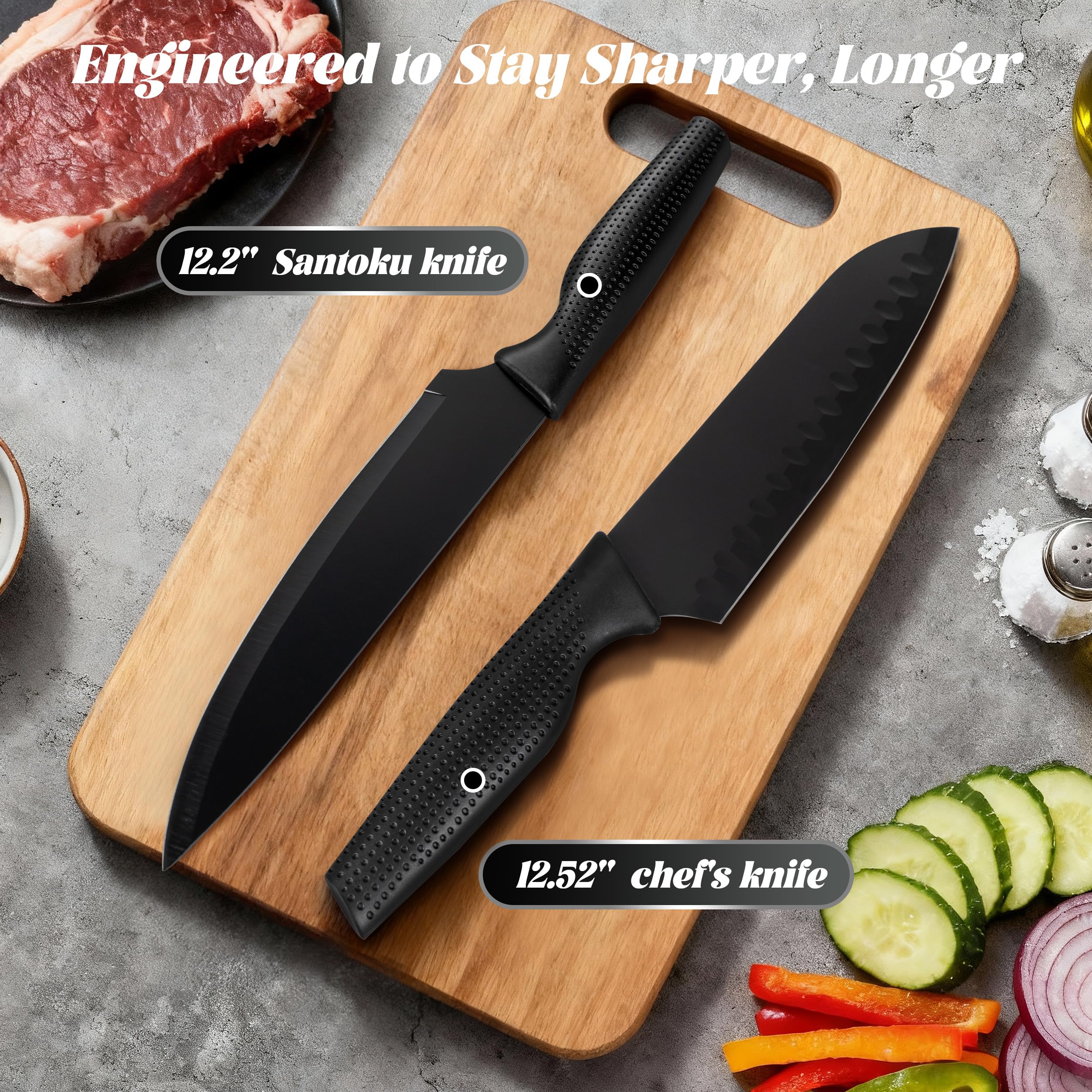 VALESKA santoku 20 piezas: filo afilado para cortar verduras finamente