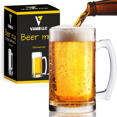 VAMB LLC vaso de cerveza 26 oz con asa, porciones generosas.