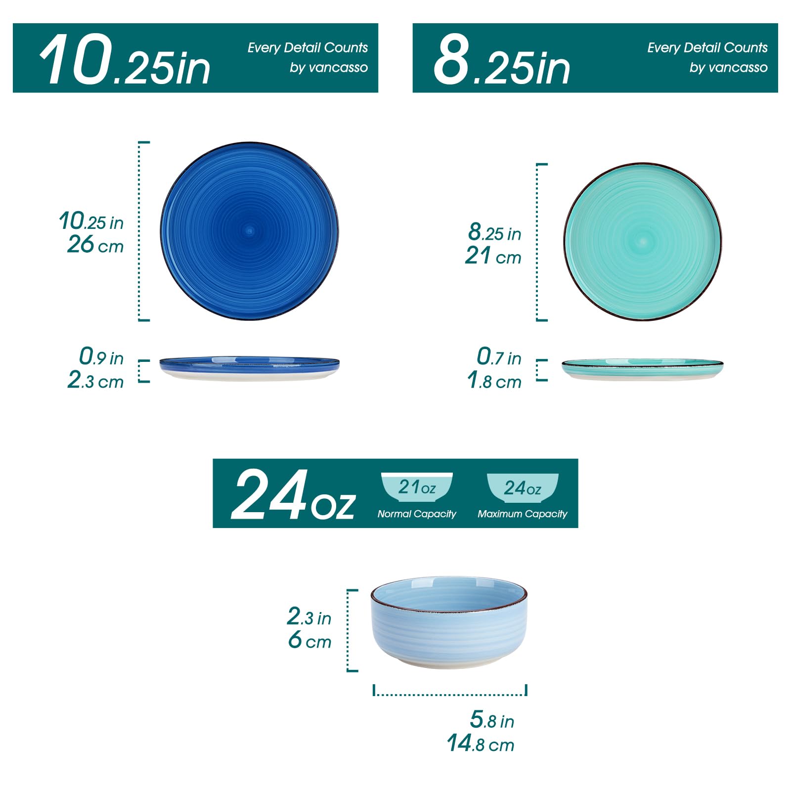 Vancasso Bonita Blue, tazones cereales, duraderos para uso diario
