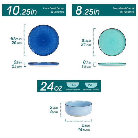 Vancasso Bonita Blue, tazones cereales, duraderos para uso diario