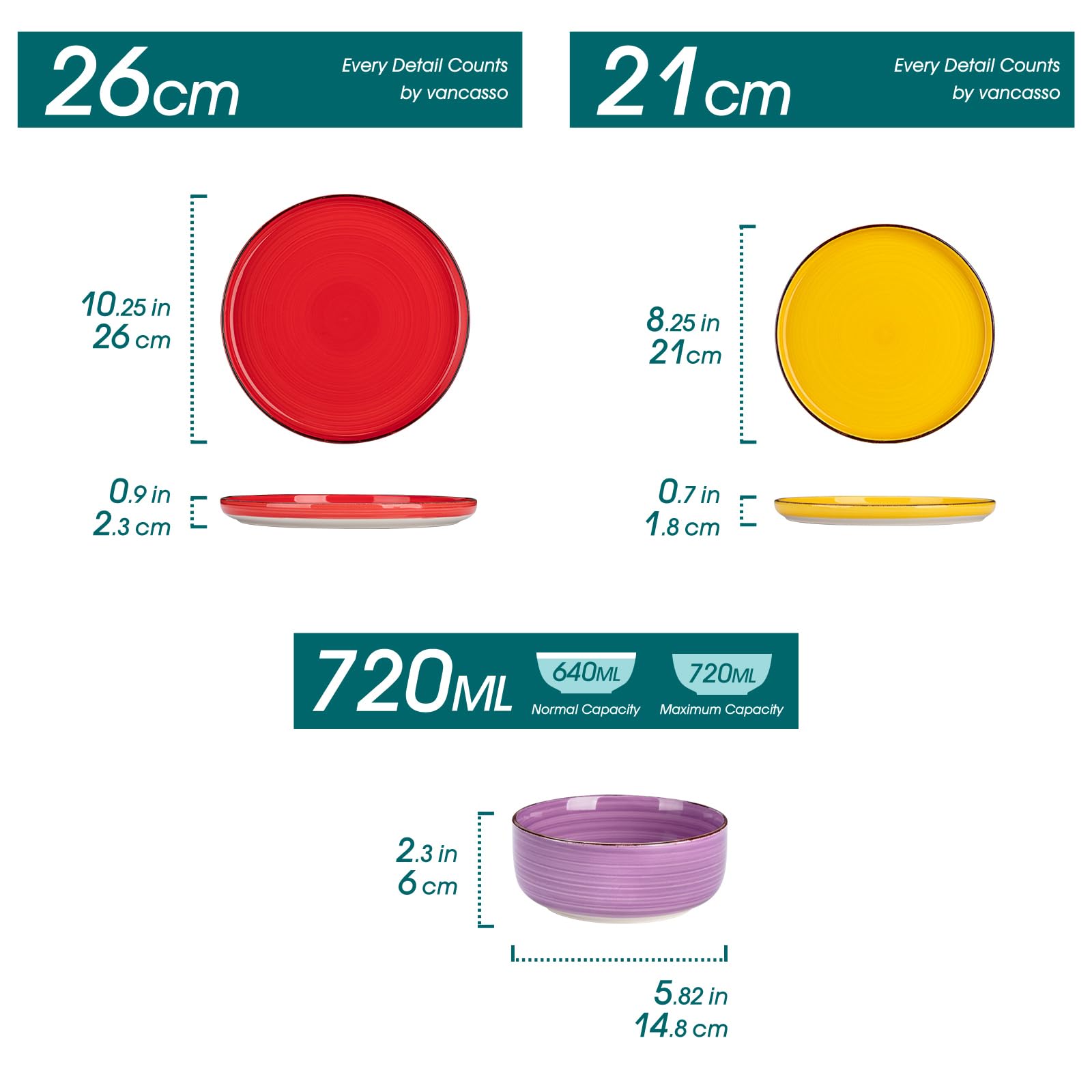 Vancasso Bonita plato de ensalada multicolor para la mesa