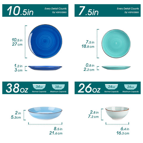 Vancasso Bonita plato llano azul con espirales pintados aporta elegancia diaria