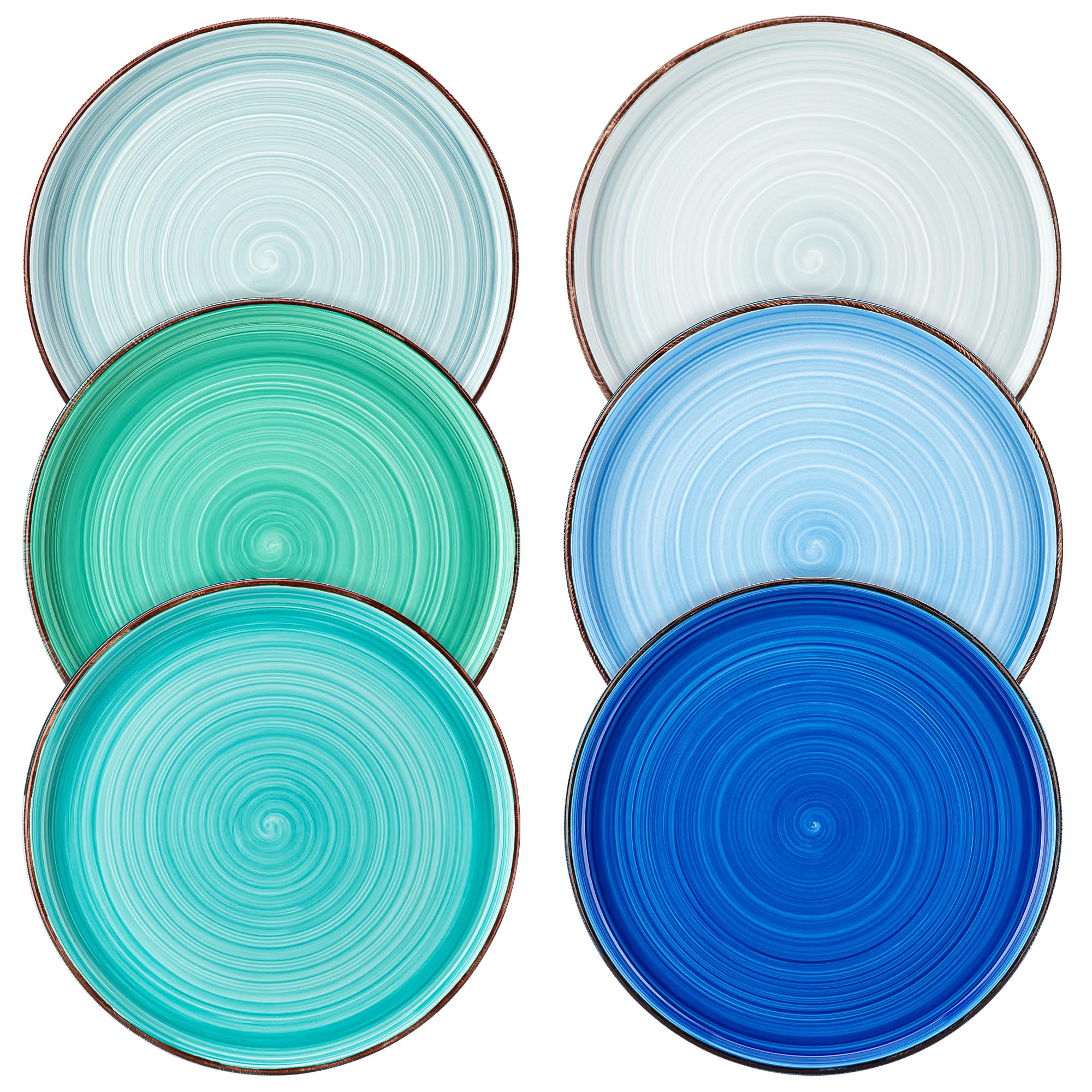 Vancasso Bonita plato de ensalada 8,5 pulgadas azul con diseño artístico para presentaciones coloridas