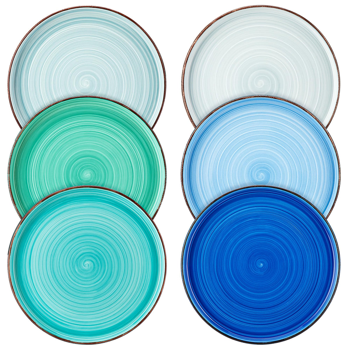 Vancasso Bonita plato de ensalada 8,5 pulgadas azul con diseño artístico para presentaciones coloridas