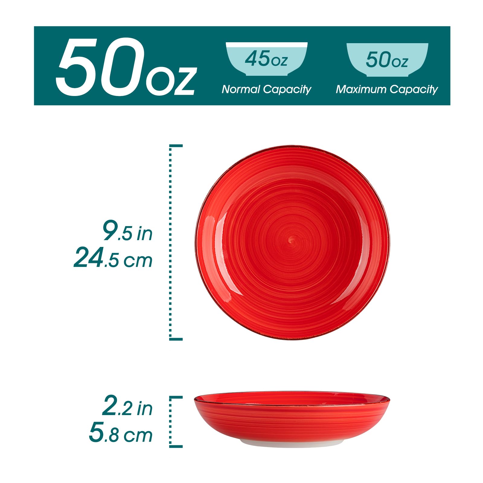 Bonita de Vancasso: tazones cerámicos con espiral para ensaladas coloridas.