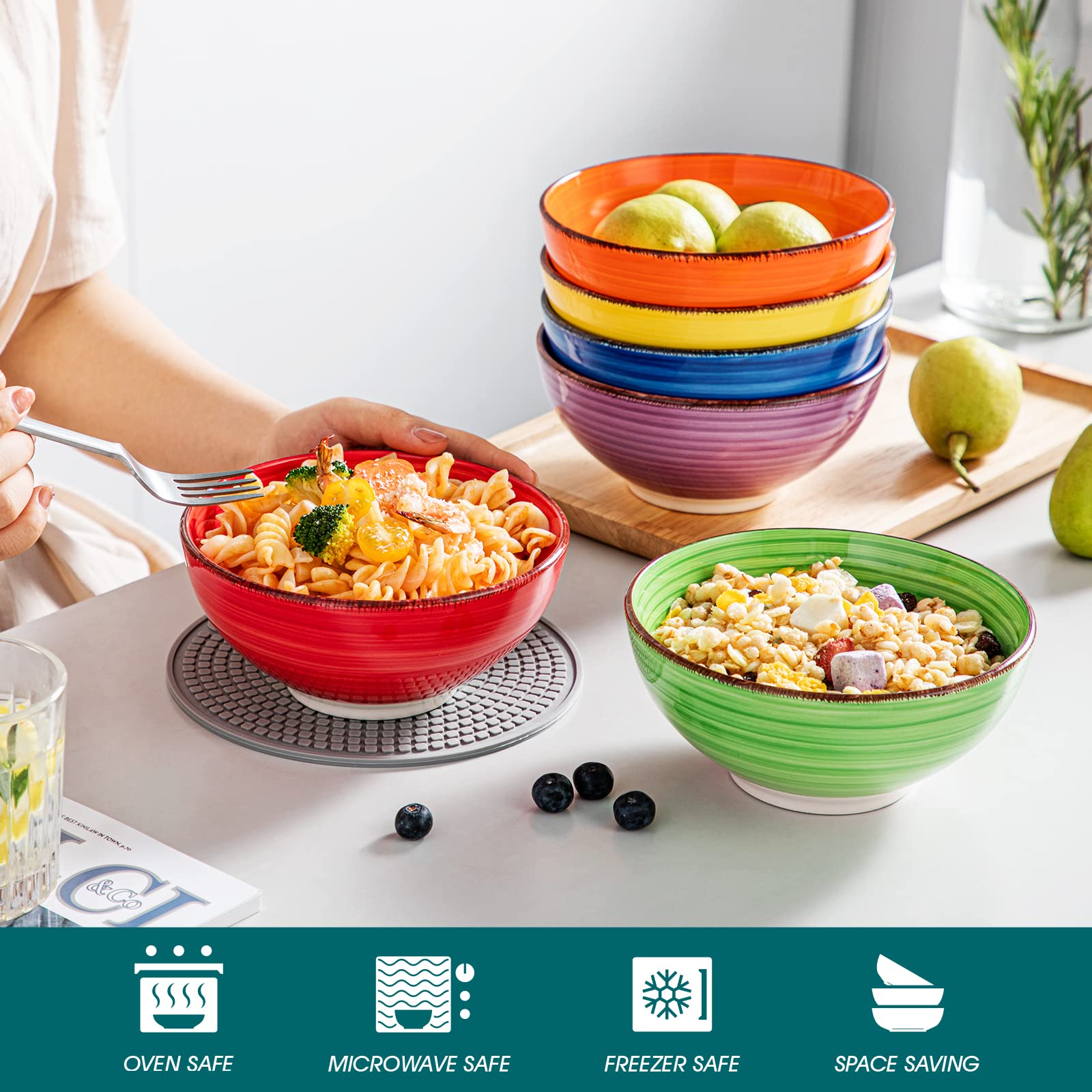 Vancasso Bonita tazones cereal uso diario en mesa familiar.