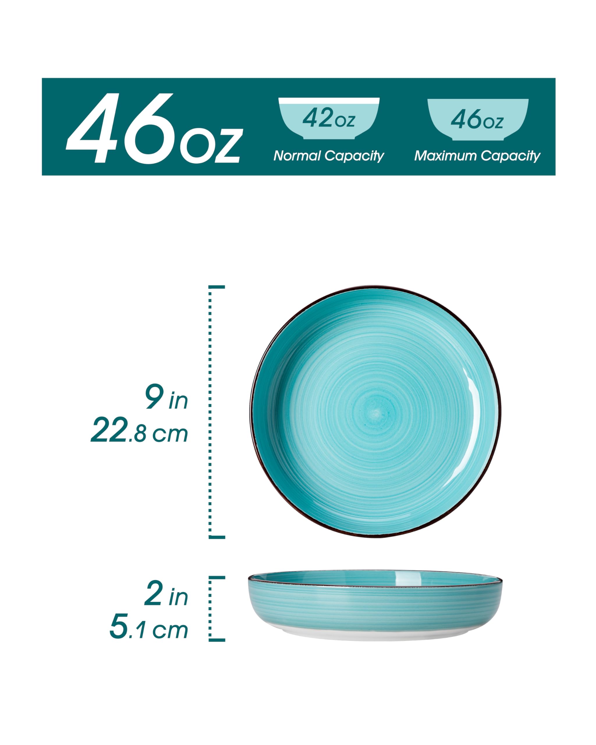 Vancasso Bonita tazones pasta azul, ideales para servir ensaladas o pastas en comidas diarias.