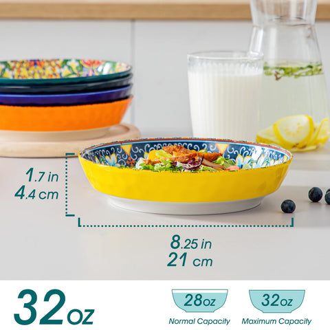 Cuencos de ensalada grandes de Vancasso, cerámica colorida para servir en la mesa.