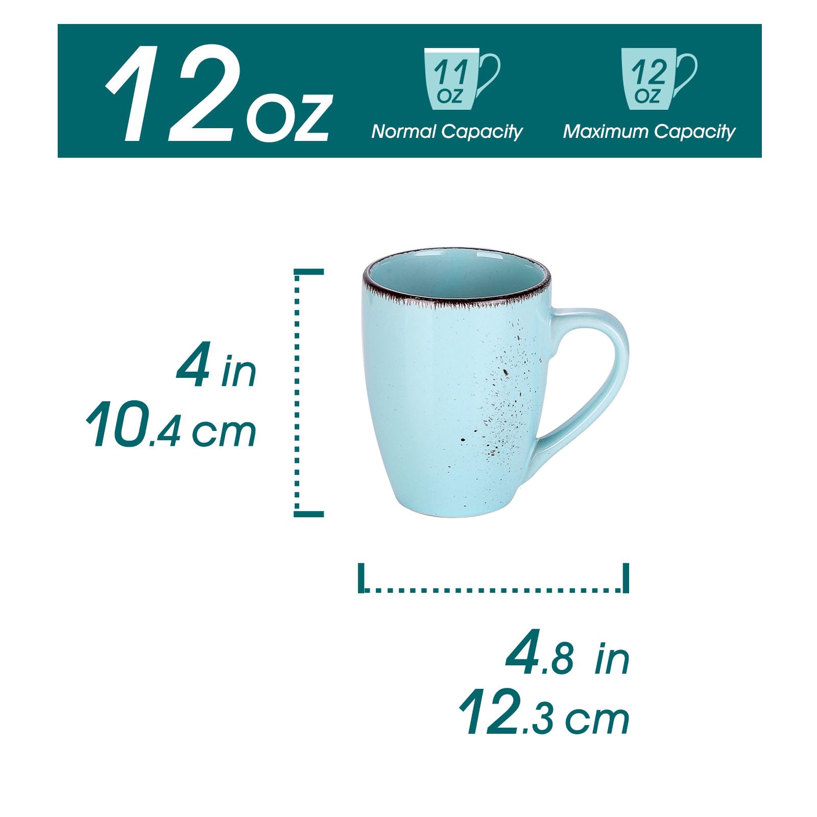 Navia 355 ml, taza de cerámica azul claro, ideal para café con leche.