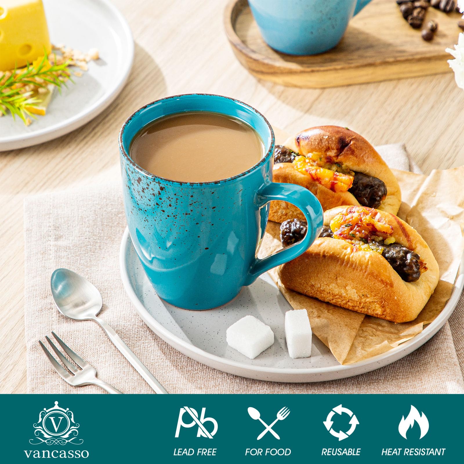 Navia 355 ml, taza azul oscura, perfecta para café caliente.