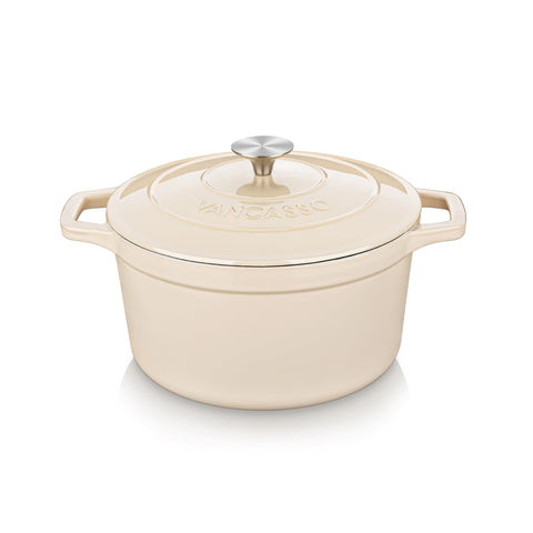 Olla Vancasso de hierro esmaltado 2.5 qt vista frontal, ideal para guisos y horneados.