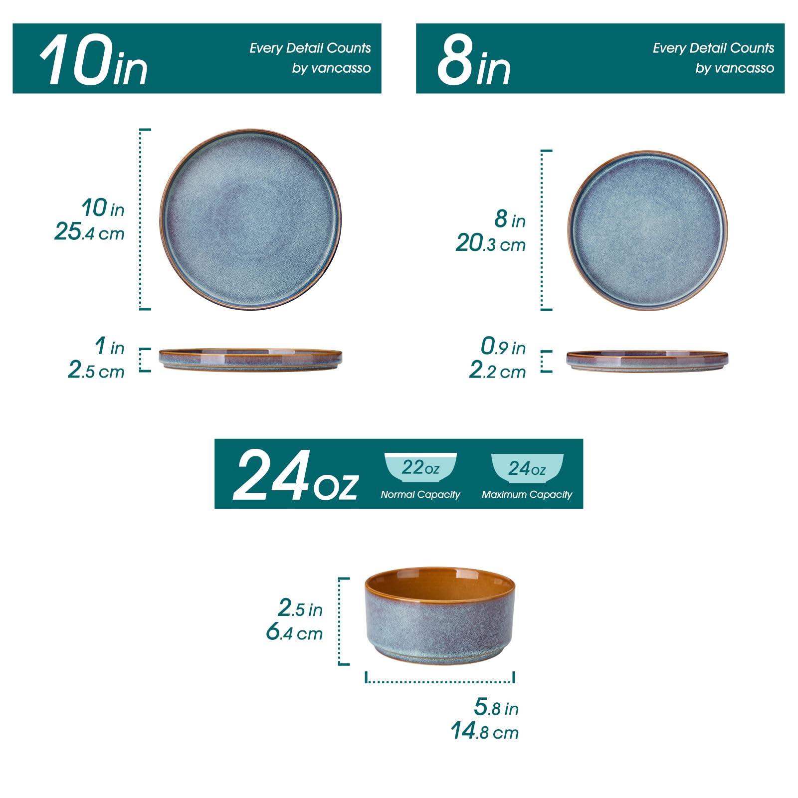 Vancasso Onion plato ensalada azul, tamaño ideal para porciones equilibradas.