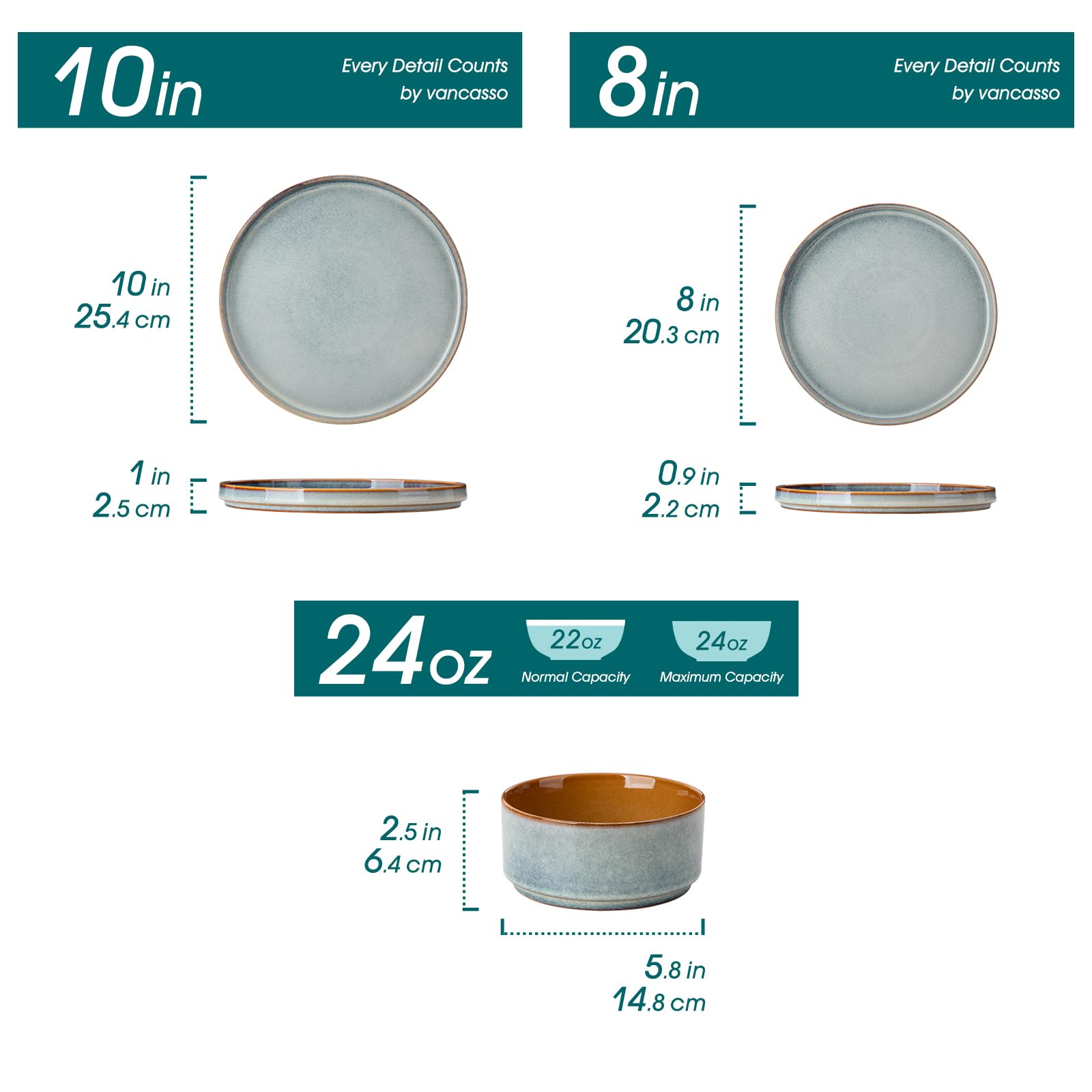 Vancasso Onion plato de 8 pulgadas con borde plano para ensaladas