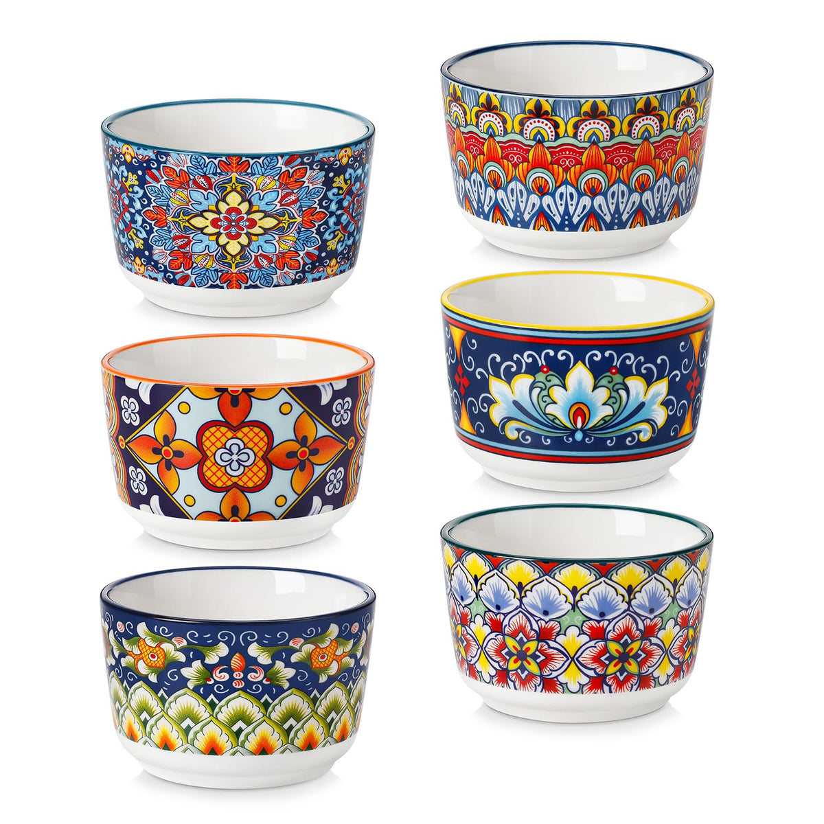 Ramequines Vancasso 4 oz con diseño bohemio para crème brûlée individual