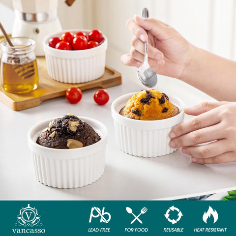 Ramequines Vancasso en capacidades 6-8-10 oz para diversas recetas.