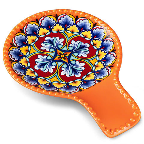 Reposacucharas cerámico Vancasso con diseño bohemio vibrante para mesa colorida