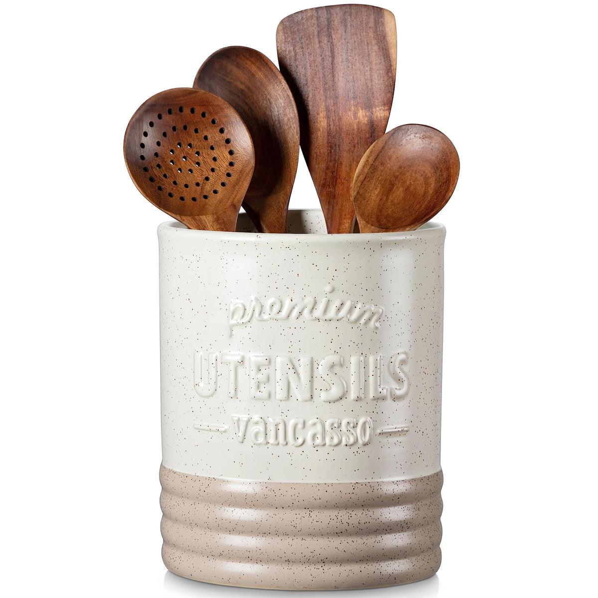 Vancasso Sabine porta-utensilios cerámica crema mate para cocina organizada