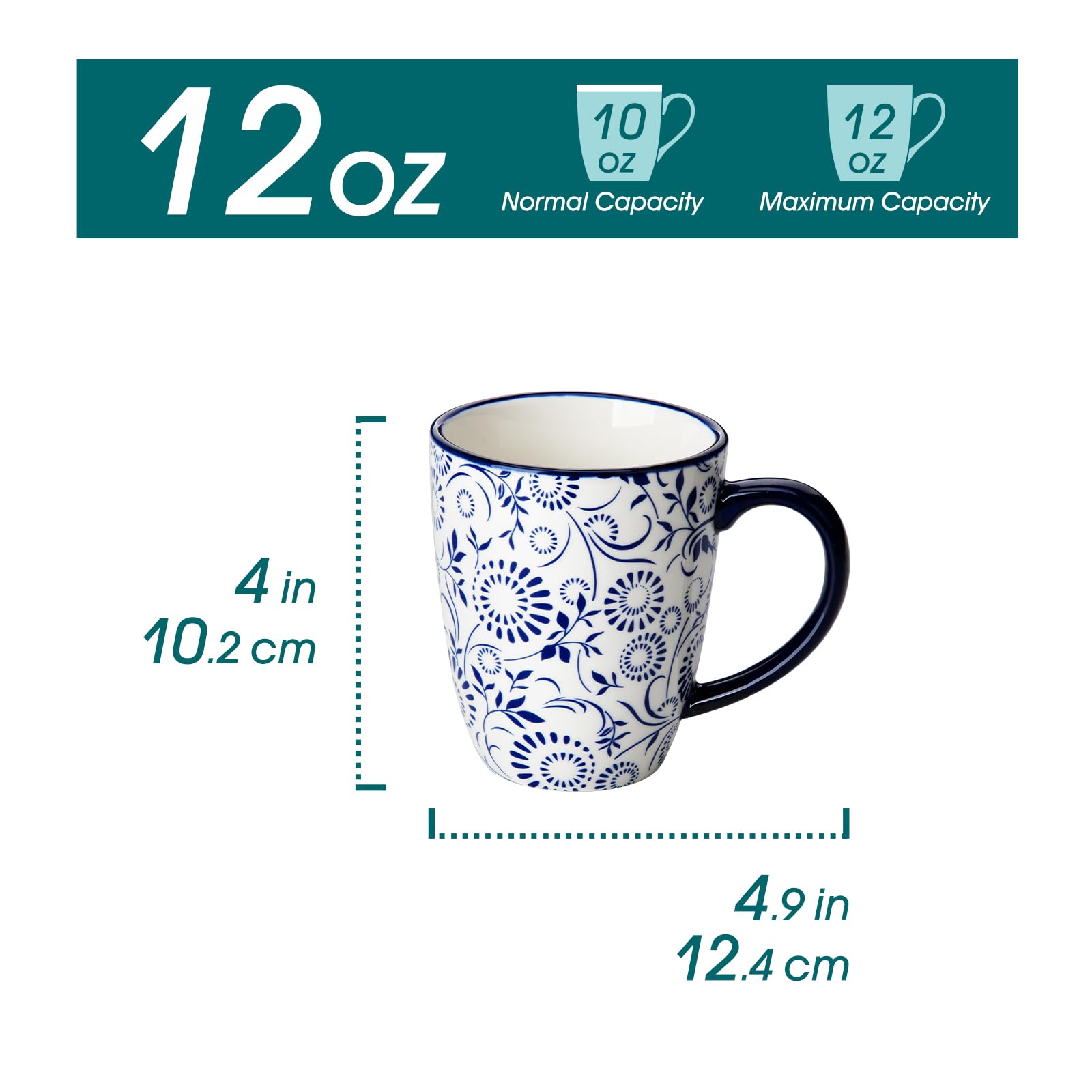 Taza SELENE de vancasso, azul vintage, asa cómoda para sostener.