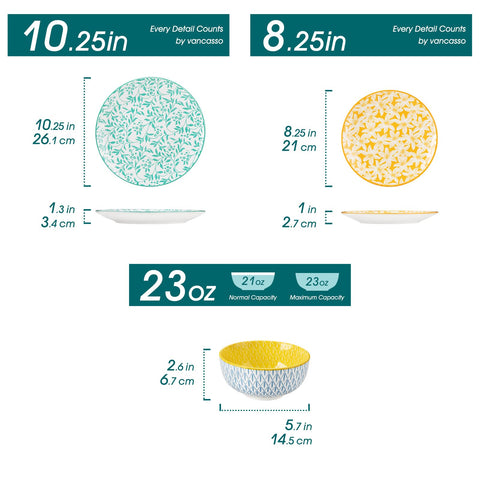 vancasso SELENE: platos de cena 26 cm, porcelana multicolor, ideales para reuniones familiares.
